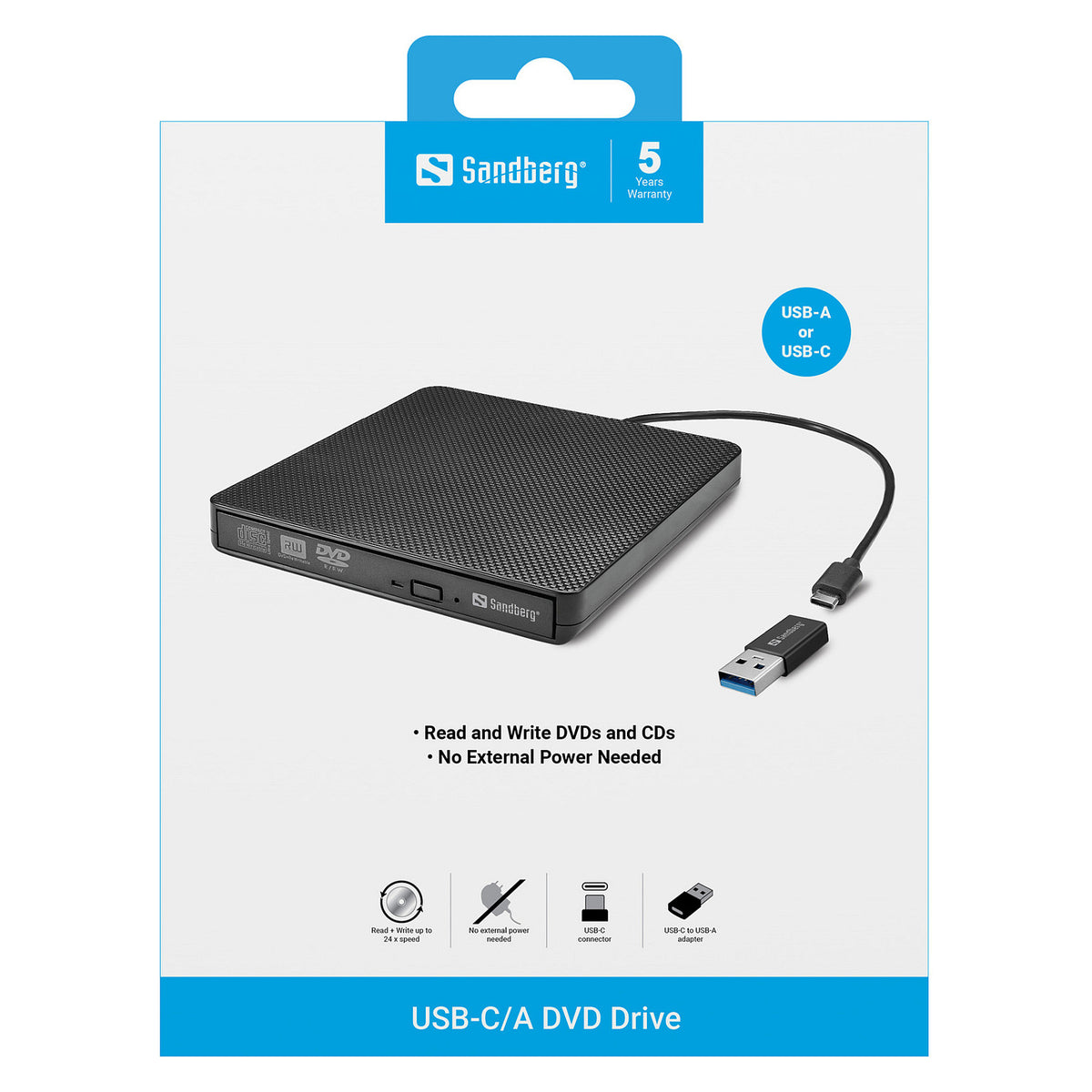 SANDBERG USB-C/A DVD LAUFWERK