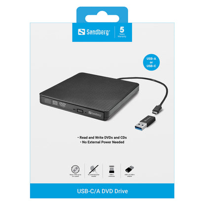 SANDBERG USB-C/A DVD LAUFWERK