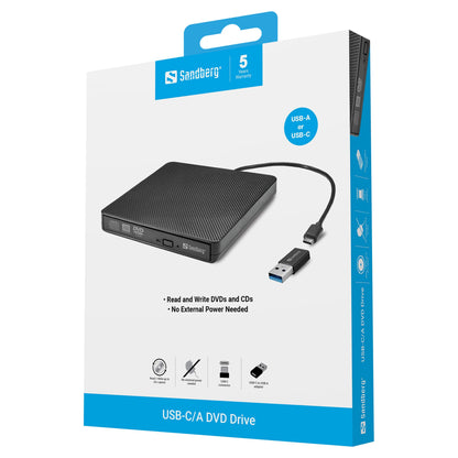 SANDBERG USB-C/A DVD LAUFWERK