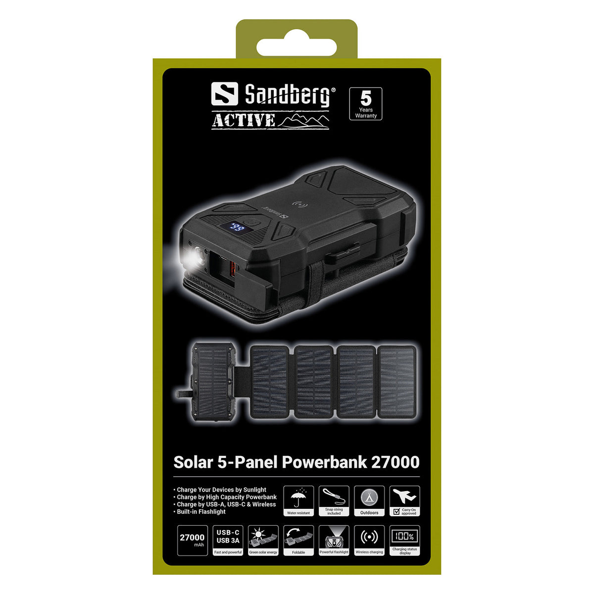 421-06 SANDBERG 5-Panel Solar Powerbank