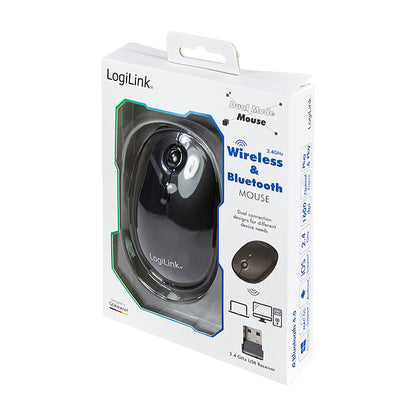 Logilink Maus Funk & Bluetooth,2.4GHz,800/1200/1600dpi,schw.