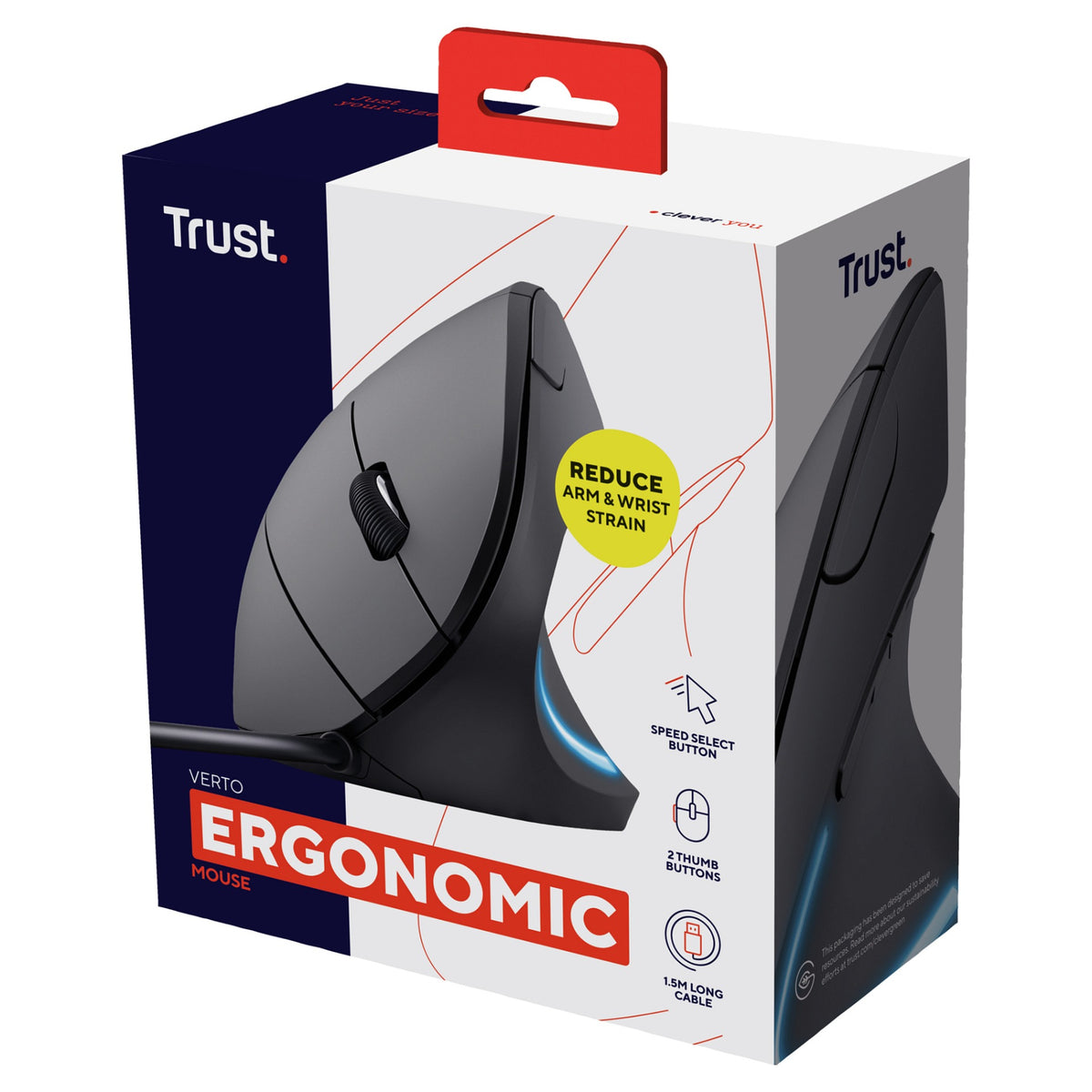 Trust Verto - Maus - ergonomisch - Für Rechtshänder