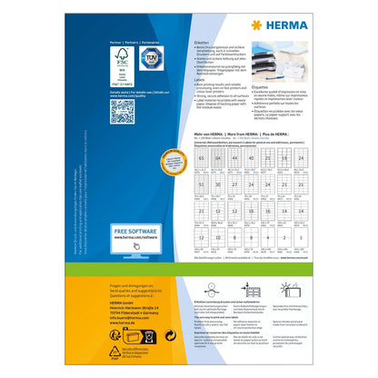 HERMA Adressetiketten A4 weiß 99,1x67,7 mm Papier 800 St.