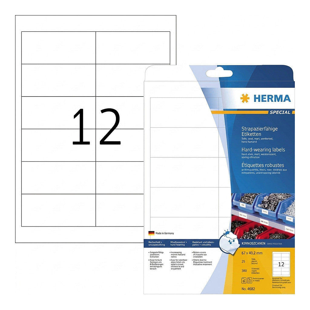 HERMA Etik. strapazierf. A4 weiß 97x42,3 mm Folie 300 St.