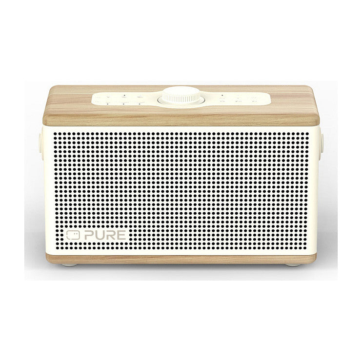 Pure Classic Aura tragbarer Bluetooth-Lautsprecher; Hintergrundlicht; Weiß/Eiche