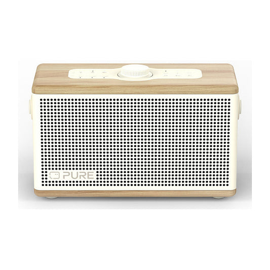 Pure Classic Aura tragbarer Bluetooth-Lautsprecher; Hintergrundlicht; Weiß/Eiche