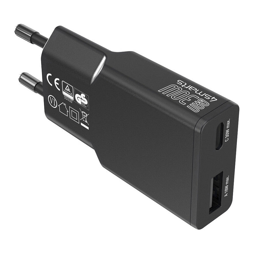4smarts Netzladegert PDPlug Slim Duos 30W GaN 1C+1A, schwarz