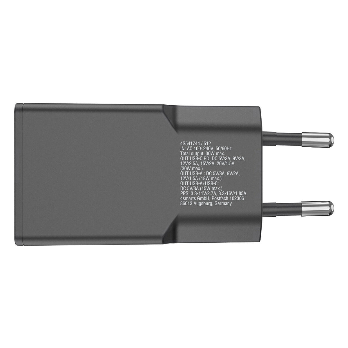4smarts Netzladegert PDPlug Slim Duos 30W GaN 1C+1A, schwarz