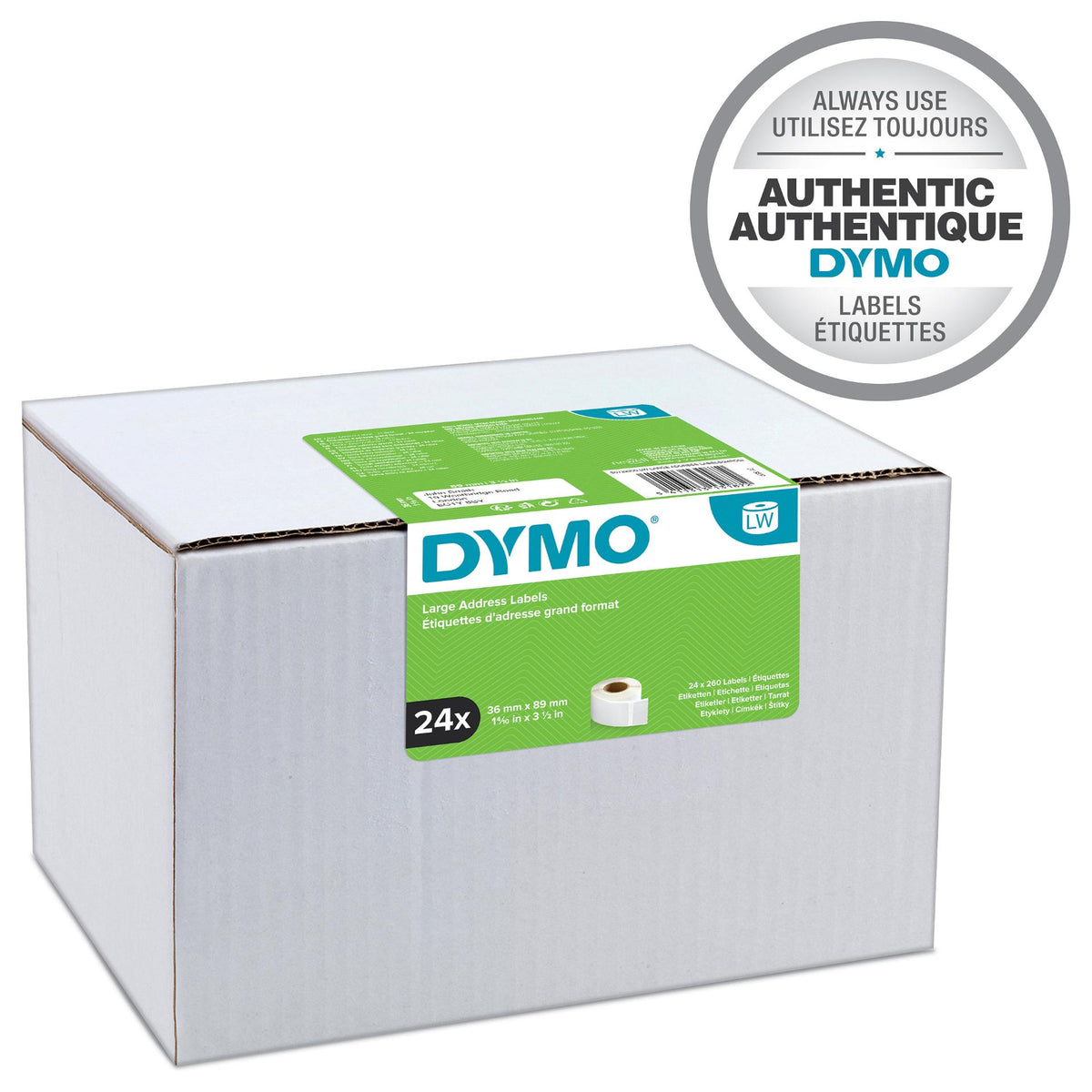 Dymo Large Address Labels - Weiß - 36 x 89 mm 6240 Etikett(en) (24 Rolle(n)