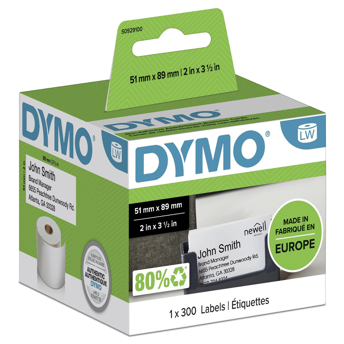 Dymo LabelWriter ORIGINAL Terminvereinbarungsetiketten 51x89mm, 1 Rolle mit 300 Etiketten (wei, nicht klebend, S0929100)