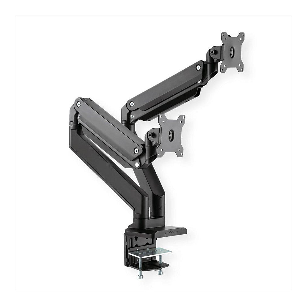 ROLINE LCD-Doppelarm, Tischmontage, Gasfeder, je 5 Gelenke, bis 35 Zoll, bis 2x 15 kg