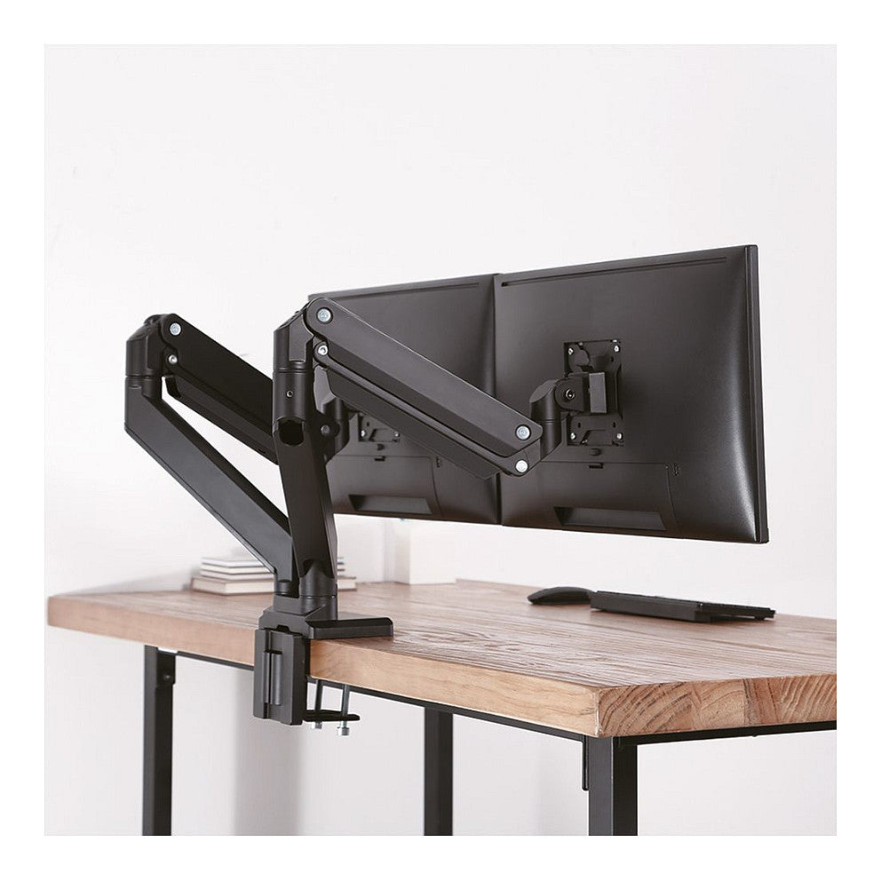 ROLINE LCD-Doppelarm, Tischmontage, Gasfeder, je 5 Gelenke, bis 35 Zoll, bis 2x 15 kg
