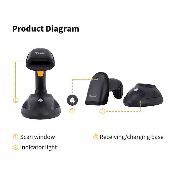Equip Barcode Handscanner 2D Laser Wireless USB schwarz