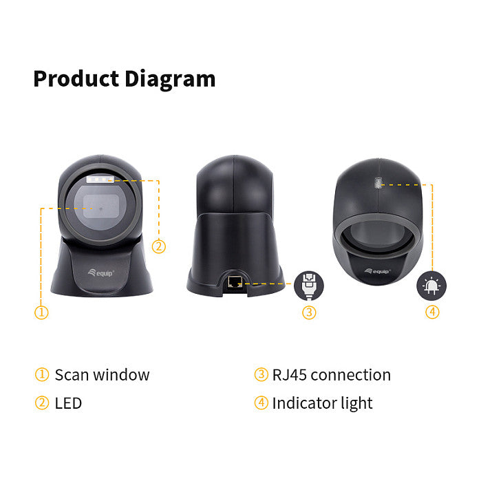 Equip 2D-Omni-Direkt. Desktop Barcodescanner USB schwarz