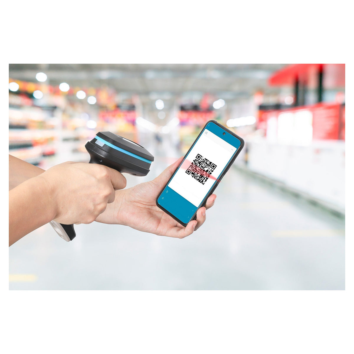 MANHATTAN Kabelloser 2D Long Range LED-Barcodescanner Wireless 4.2 und 2,4 GHz USB-A-Nanoempfänger