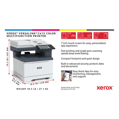 Xerox VersaLink C415DN (grau/blau, USB, LAN, Scan, Kopie, Fax, Duplex (Druck), Duplex (Scan))