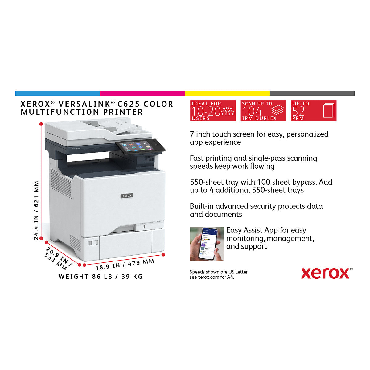 Xerox VersaLink C625DN (grau/blau, USB, LAN, Scan, Kopie, Fax, Duplex (Scan))