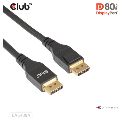Club 3D DisplayPort 2.1 VESA DP80 Kabel 2m 8K 240Hz St./St. schwarz