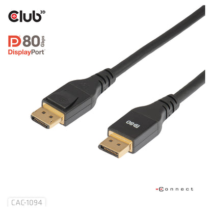 Club 3D DisplayPort 2.1 VESA DP80 Kabel 2m 8K 240Hz St./St. schwarz