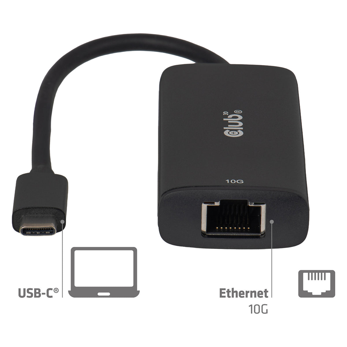 Club3D Adapter USB-C > RJ45 10Gbps St/Bu retail
