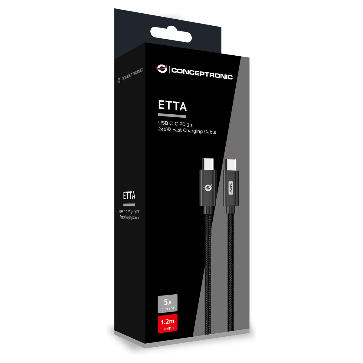 CONCEPTRONIC Kabel USB-C3.1->C 240W/QC 480Mbs 1.20m sw
