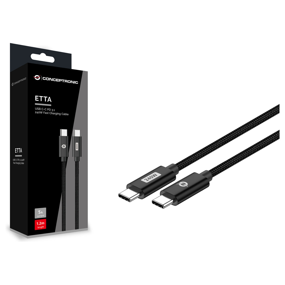 CONCEPTRONIC Kabel USB-C3.1->C 240W/QC 480Mbs 2.00m sw