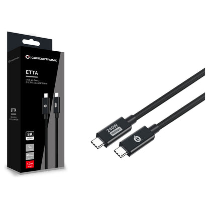 CONCEPTRONIC Kabel USB-C4.0->C 240W/PD3.1 40Gbs 1.20m sw