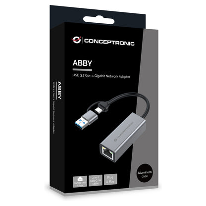 CONCEPTRONIC Adapter USB-C/-A3.0->GbE 5Gbs 0.18m gr