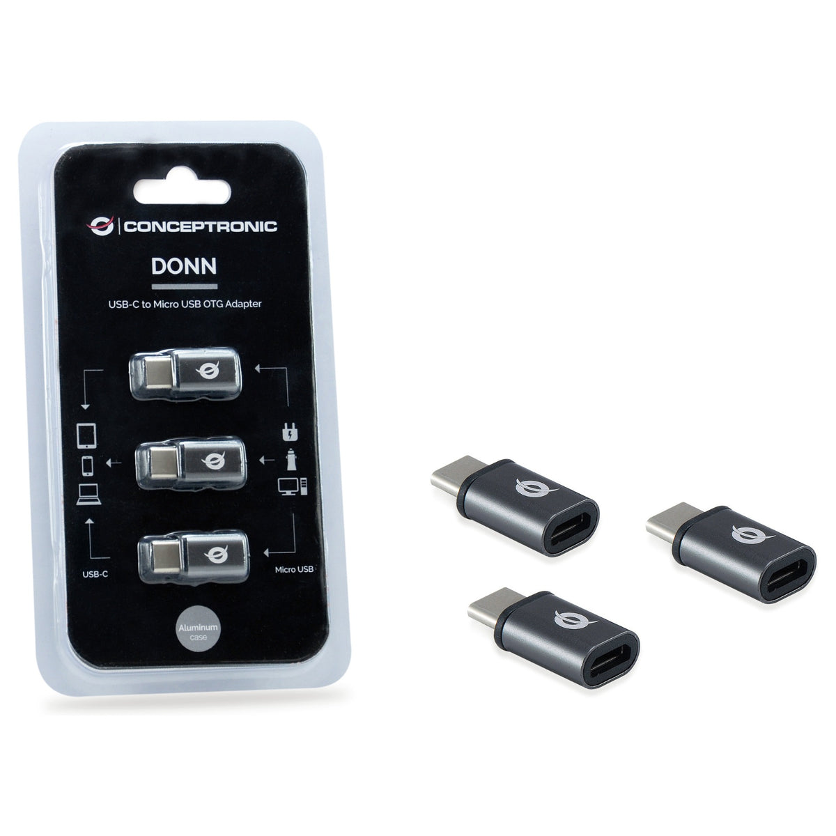 CONCEPTRONIC Adapter USB-C->Micro-B2.0 3Stk 480Mbs OTG gr