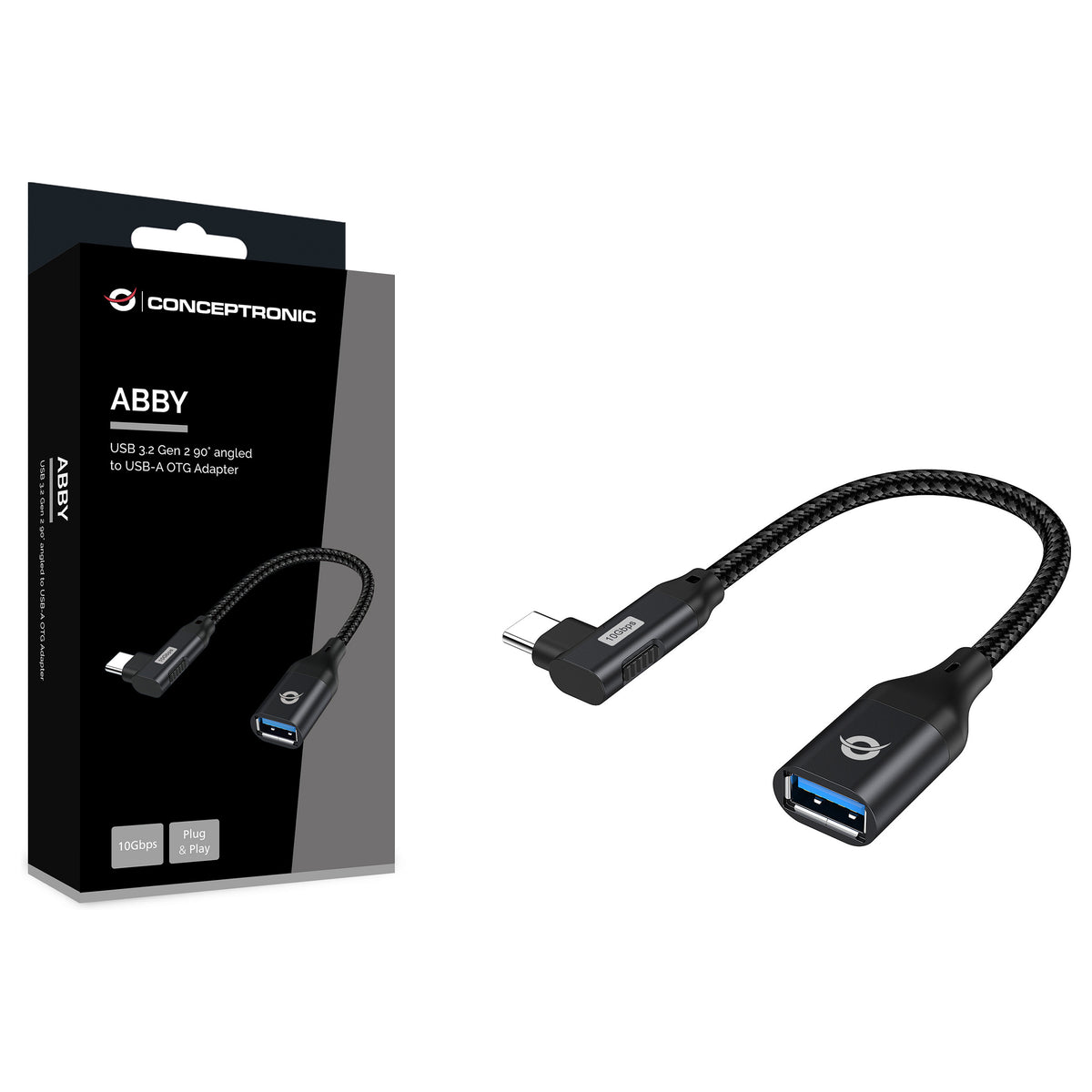 CONCEPTRONIC Adapter USB-C3.2 90°->USB-A3.0 10Gbs 0.15m sw