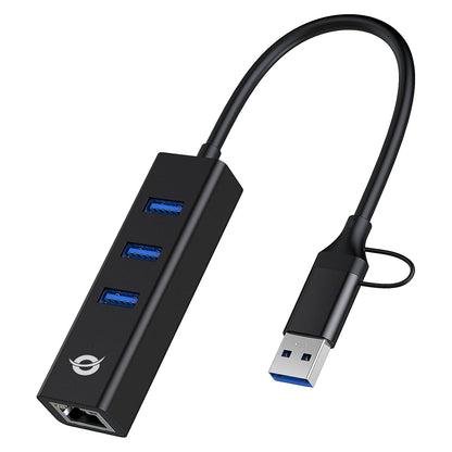 CONCEPTRONIC Adapter USB-C/-A3.0->3xUSB-A/GbE 5Gbs 0.18m sw
