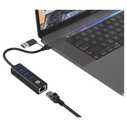 CONCEPTRONIC Adapter USB-C/-A3.0->3xUSB-A/GbE 5Gbs 0.18m sw