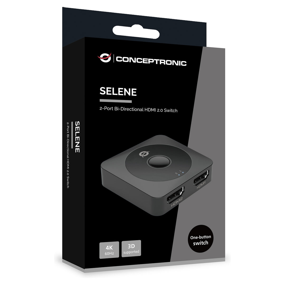 CONCEPTRONIC Switch 2-Port Bidir. 2xHDMI2.0 Bu/Bu schwarz