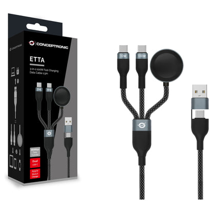 CONCEPTRONIC Kabel USB-C/-A2.0->USB-C/AWC/PD 480Mbs 1.50m sw