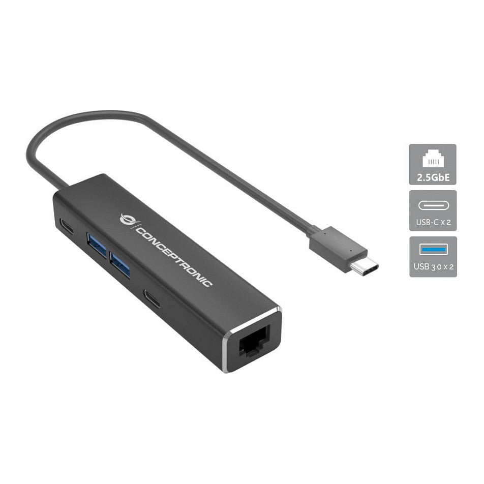 CONCEPTRONIC Adapter USB-C3.2->2.5GbE/2xC/2xA 5Gbs 0.15m sw