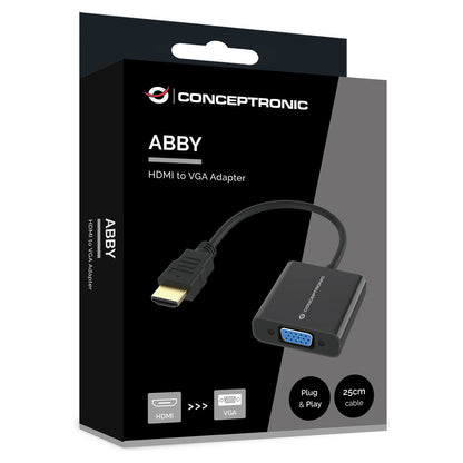 CONCEPTRONIC Adapter HDMI->VGA 1080/60Hz 0.25m sw