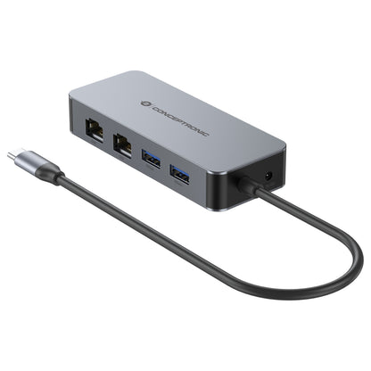 CONCEPTRONIC Adapter USB-C->2xGbE+2xUSB-A3.2 5Gbs 0.30m gr