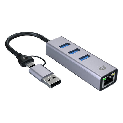 CONCEPTRONIC Adapter USB-C/-A3.0->GbE+3x-A3.0 5Gbs gr