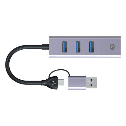 CONCEPTRONIC Adapter USB-C/-A3.0->GbE+3x-A3.0 5Gbs gr