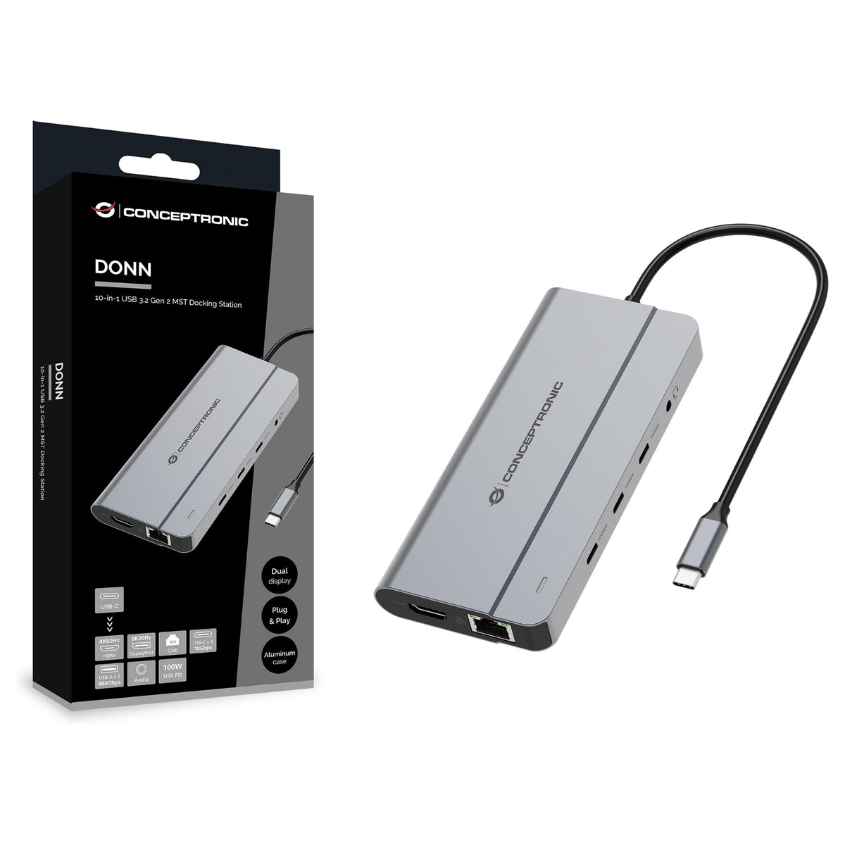 CONCEPTRONIC 10-1 Dock USB-C->HDMI/2xUSB-A/3xUSB-C/100WPD
