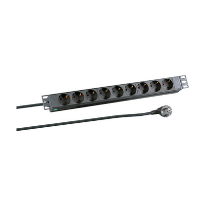 19" 1HE Steckdosenleiste 9xCEE 7/3 ohne Schalter,Alu,sw