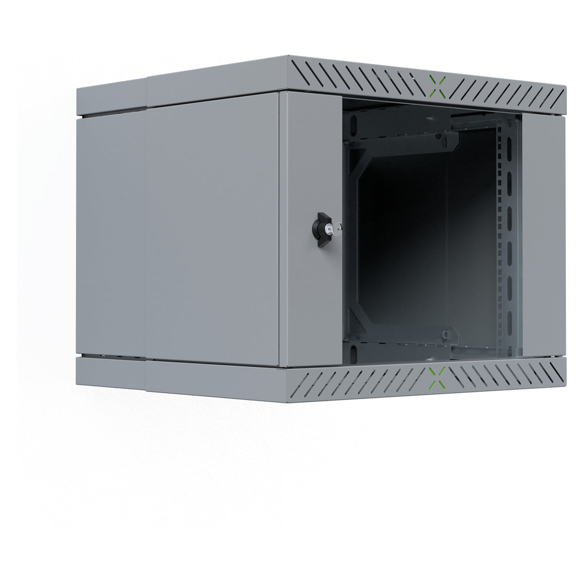 19" Wandgehäuse X-Rack mit Glastür 400-600mm 9HE grau