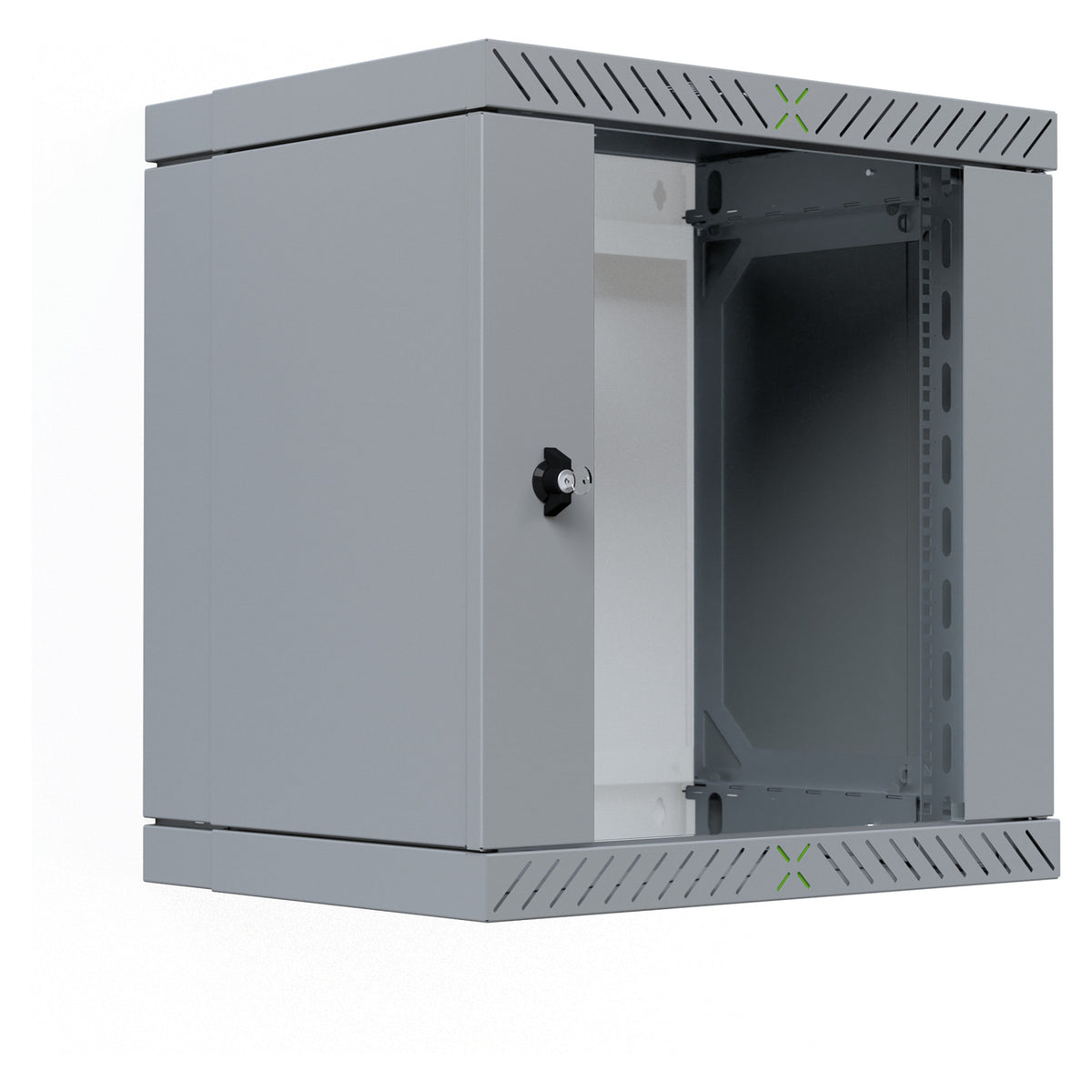 19" Wandgehäuse X-Rack mit Glastür 400-600mm 12HE grau