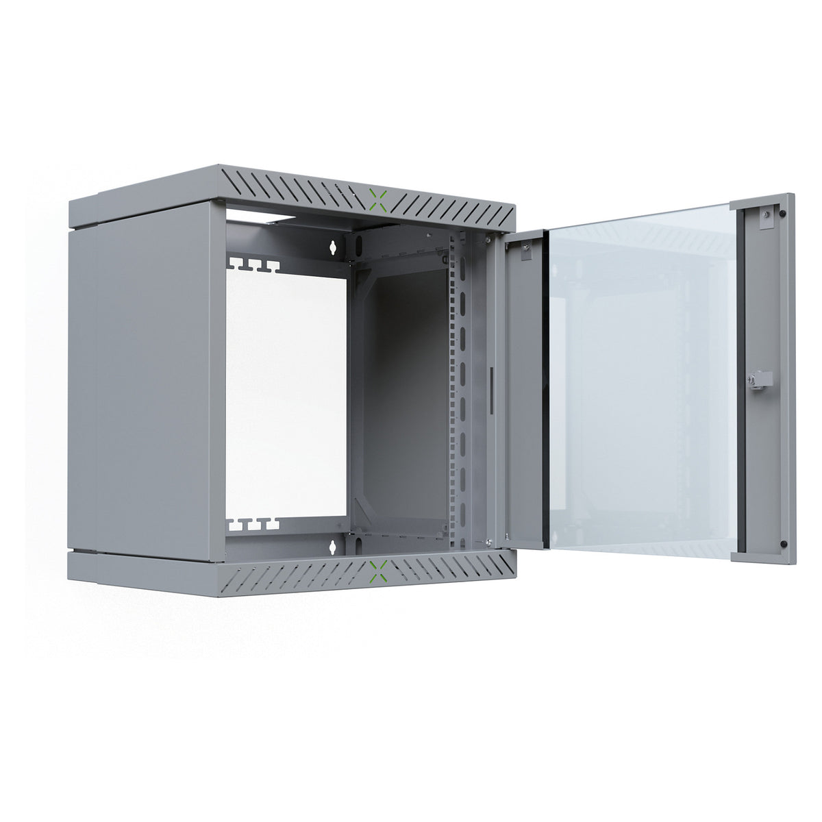 19" Wandgehäuse X-Rack mit Glastür 400-600mm 12HE grau
