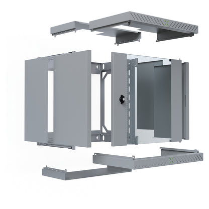 19" Wandgehäuse X-Rack mit Glastür 400-600mm 12HE grau