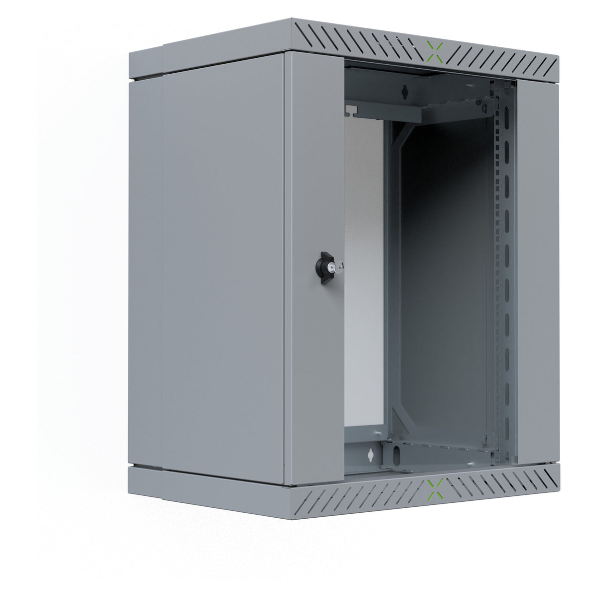 19" Wandgehäuse X-Rack mit Glastür 400-600mm 15HE grau