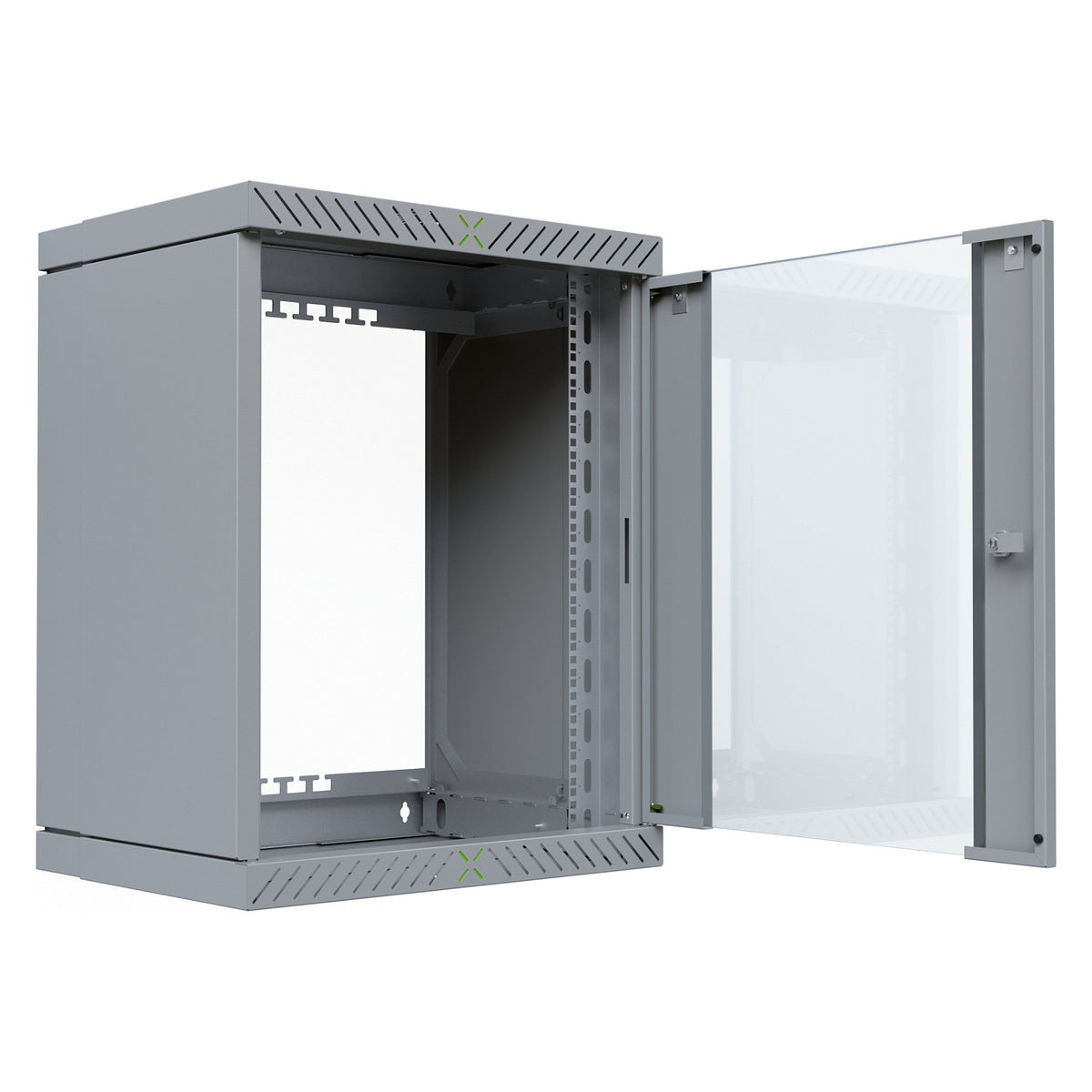 19" Wandgehäuse X-Rack mit Glastür 400-600mm 15HE grau