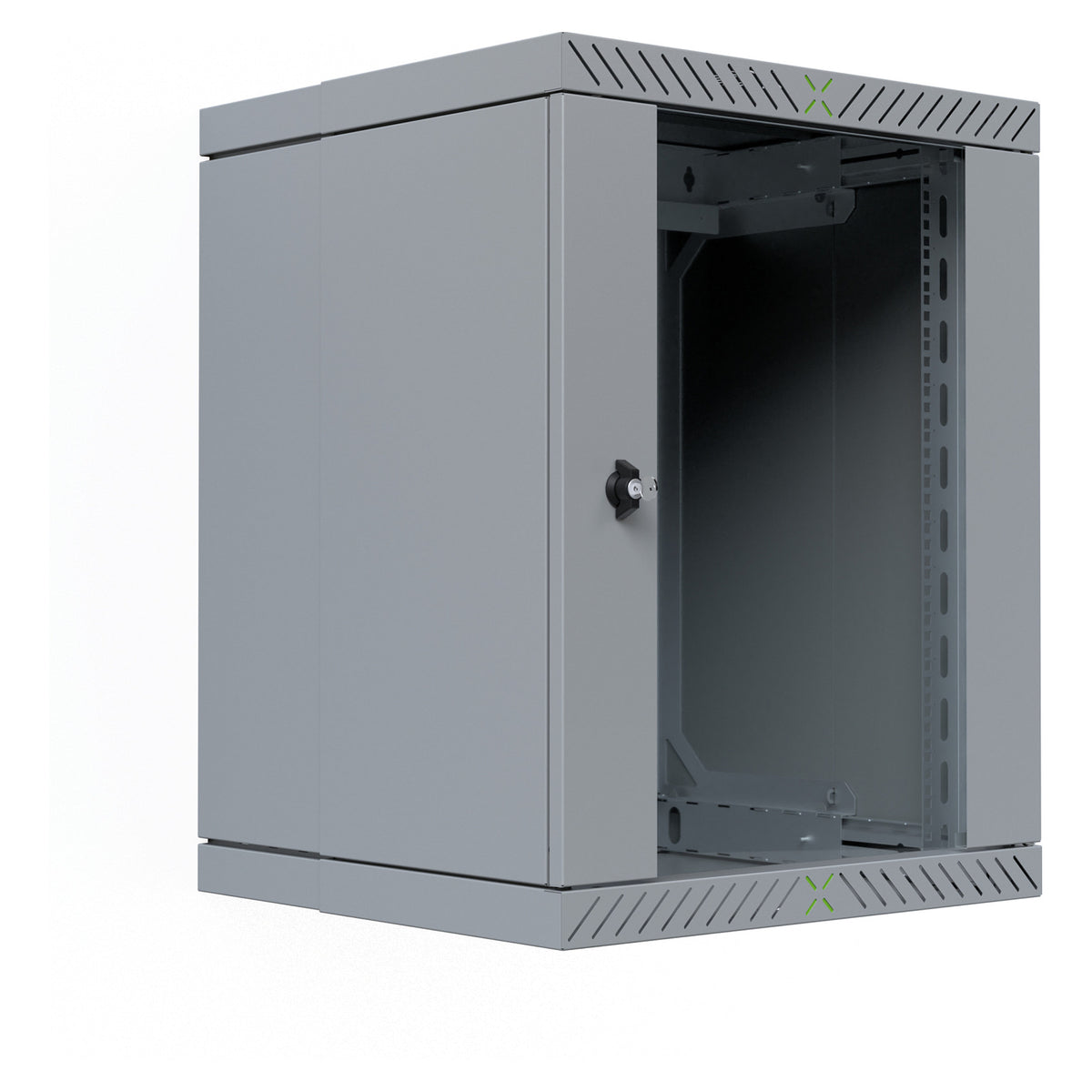 19" Wandgehäuse X-Rack mit Glastür 400-600mm 15HE grau