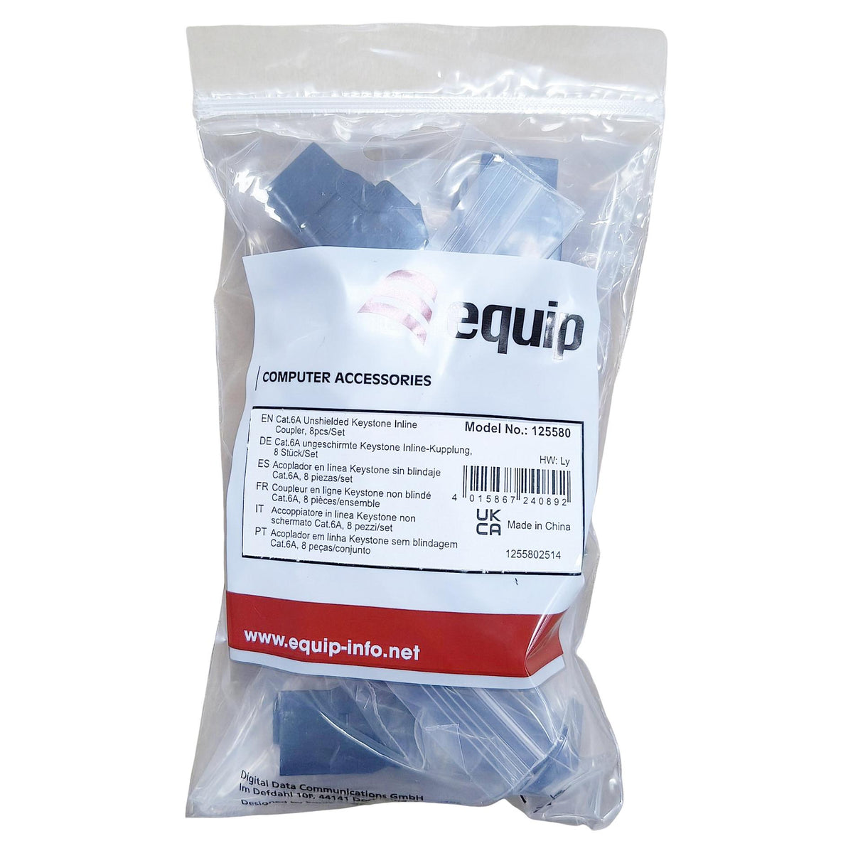 Keystone-Koppler ungeschirmt Cat6A 2xRJ45 8Stk sw