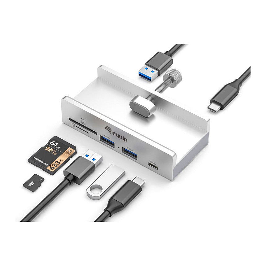 5-Port-Klemm USB-A3.2-Hub->2xUSB-A/SD/TF/USB-C 5Gbps